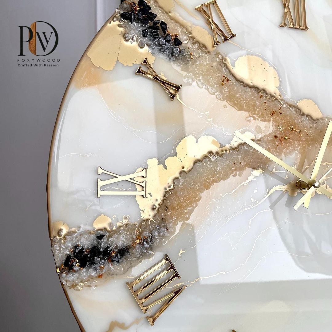 Golden Sands Radiance Marble-Inspired Resin Wall Clock