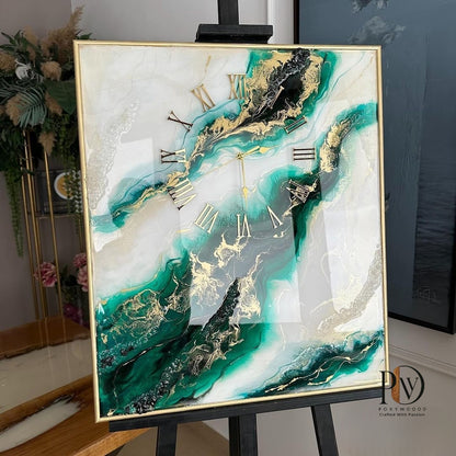 Emerald Geode Luxury Roman Wall Clock