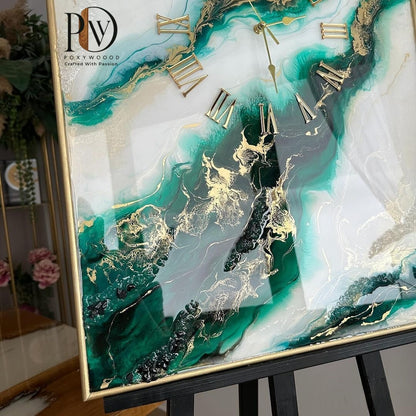 Emerald Geode Luxury Roman Wall Clock