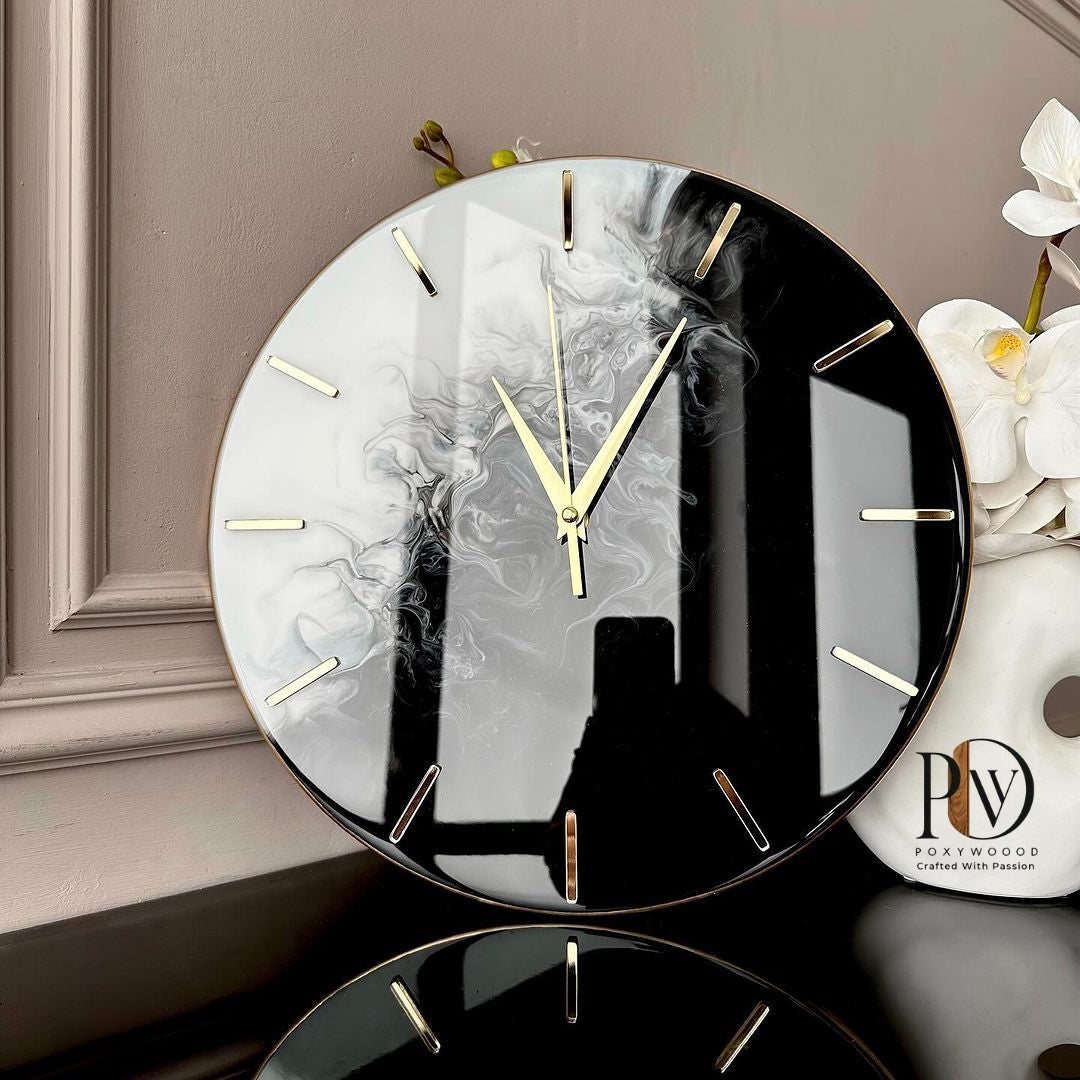 Obsidian Geode Luxury Roman Wall Clock
