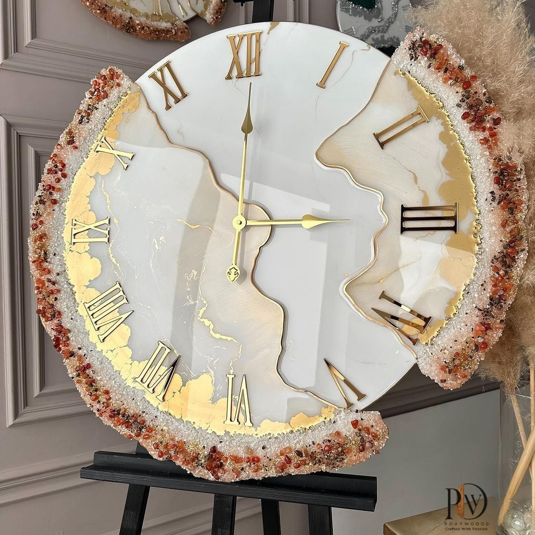 Stylish pinkring marble texture Resin Wall Clock
