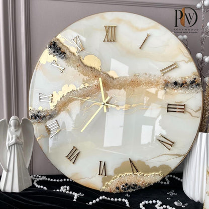 Golden Sands Radiance Marble-Inspired Resin Wall Clock