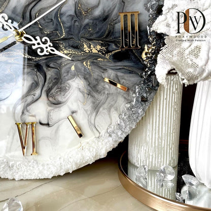Ethereal Crystal Elegance Geode-Inspired Resin Wall Clock